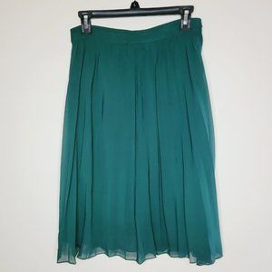 Charlotte Russe Pleated Skirt Green Knee Womens Small Acadamia Flirty Flowy City